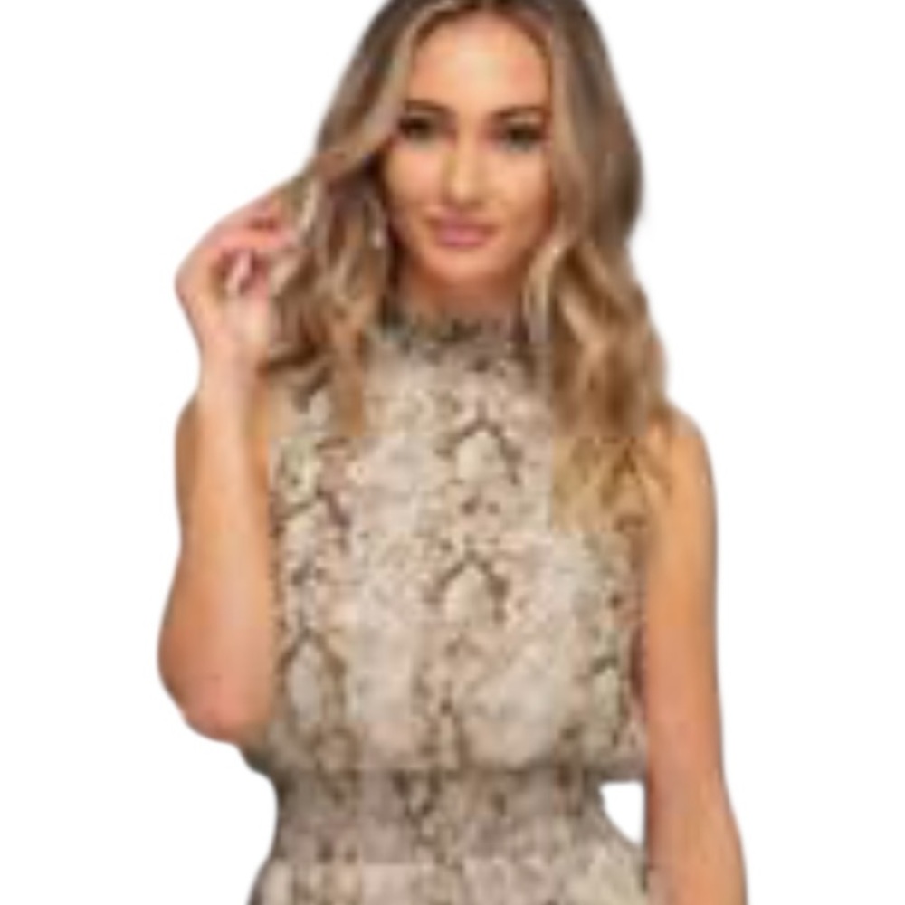 Marisol Smocked Neck Snakeskin Print Sleeveless Blouse Size XL NWT